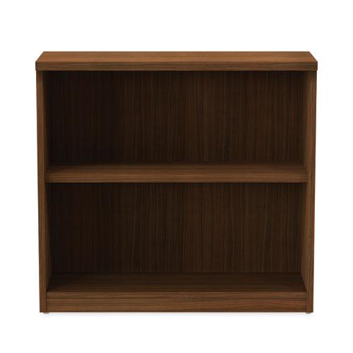 Alera Valencia Series Bookcase,Two-Shelf, 31.75w x 14d x 29.5h, Modern Walnut. Picture 7