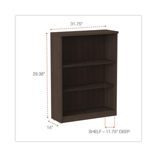 Alera Valencia Series Bookcase, Three-Shelf, 31.75w x 14d x 39.38h, Espresso. Picture 2