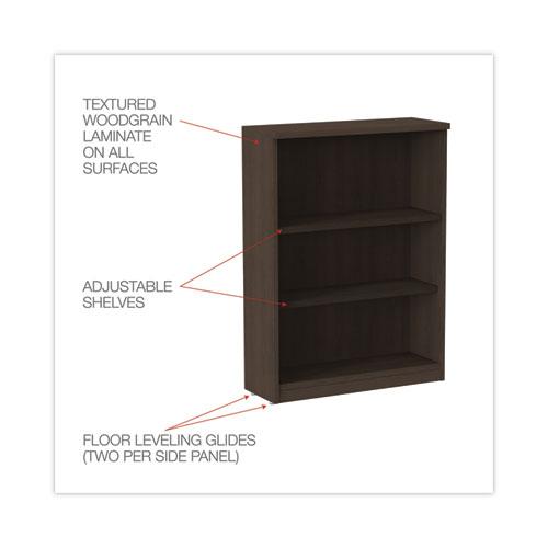 Alera Valencia Series Bookcase, Three-Shelf, 31.75w x 14d x 39.38h, Espresso. Picture 3