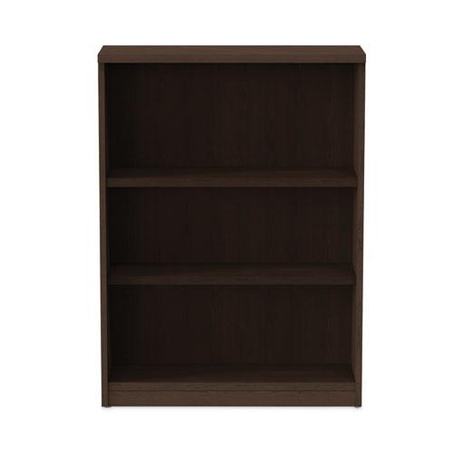 Alera Valencia Series Bookcase, Three-Shelf, 31.75w x 14d x 39.38h, Espresso. Picture 7