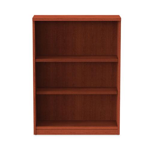 Alera Valencia Series Bookcase, Three-Shelf, 31.75w x 14d x 39.38h, Med Cherry. Picture 7