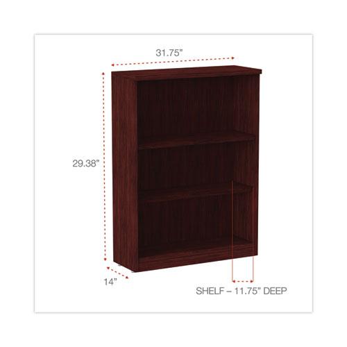 Alera Valencia Series Bookcase, Three-Shelf, 31.75w x 14d x 39.38h, Mahogany. Picture 2