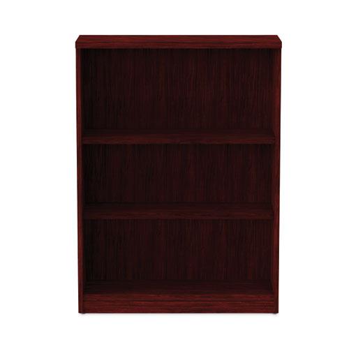 Alera Valencia Series Bookcase, Three-Shelf, 31.75w x 14d x 39.38h, Mahogany. Picture 7
