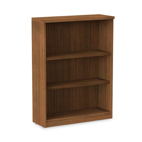 Alera Valencia Series Bookcase, Three-Shelf, 31.75w x 14d x 39.38h, Modern Walnut. Picture 1