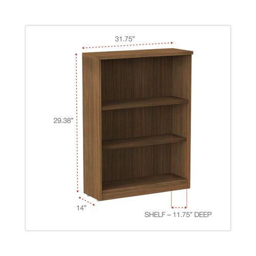 Alera Valencia Series Bookcase, Three-Shelf, 31.75w x 14d x 39.38h, Modern Walnut. Picture 2