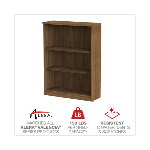 Alera Valencia Series Bookcase, Three-Shelf, 31.75w x 14d x 39.38h, Modern Walnut. Picture 4