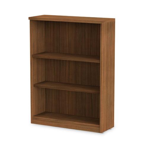 Alera Valencia Series Bookcase, Three-Shelf, 31.75w x 14d x 39.38h, Modern Walnut. Picture 6