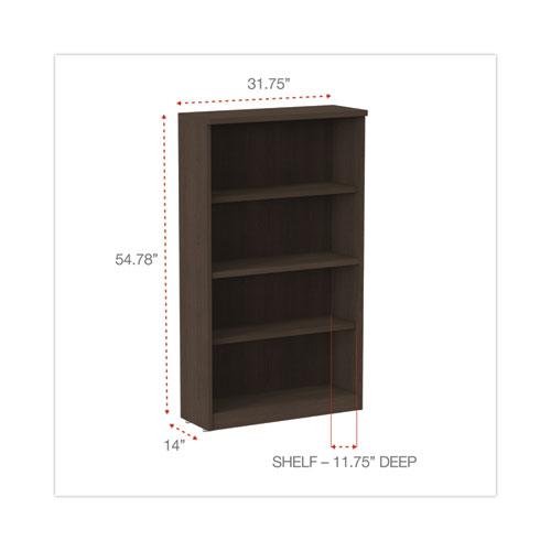 Alera Valencia Series Bookcase, Four-Shelf, 31.75w x 14d x 54.88h, Espresso. Picture 2