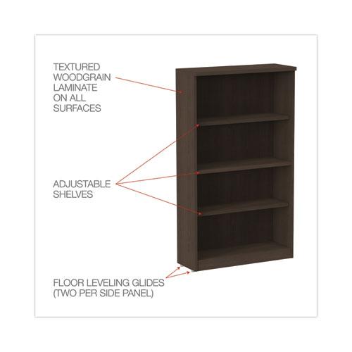 Alera Valencia Series Bookcase, Four-Shelf, 31.75w x 14d x 54.88h, Espresso. Picture 3