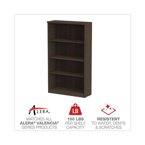 Alera Valencia Series Bookcase, Four-Shelf, 31.75w x 14d x 54.88h, Espresso. Picture 4