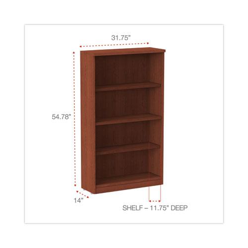 Alera Valencia Series Bookcase, Four-Shelf, 31.75w x 14d x 54.88h, Medium Cherry. Picture 2