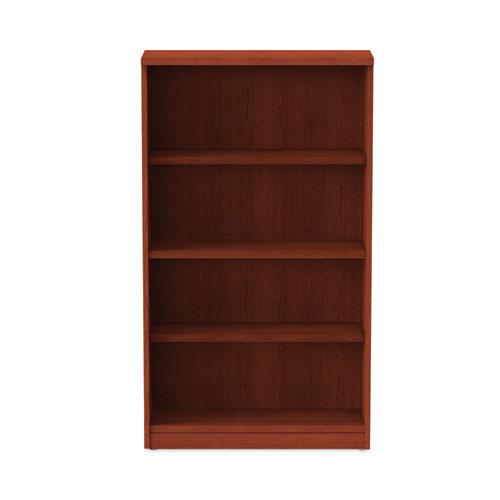 Alera Valencia Series Bookcase, Four-Shelf, 31.75w x 14d x 54.88h, Medium Cherry. Picture 7