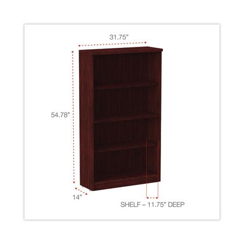 Alera Valencia Series Bookcase, Four-Shelf, 31.75w x 14d x 54.88h, Mahogany. Picture 2