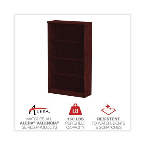 Alera Valencia Series Bookcase, Four-Shelf, 31.75w x 14d x 54.88h, Mahogany. Picture 4