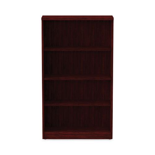 Alera Valencia Series Bookcase, Four-Shelf, 31.75w x 14d x 54.88h, Mahogany. Picture 7