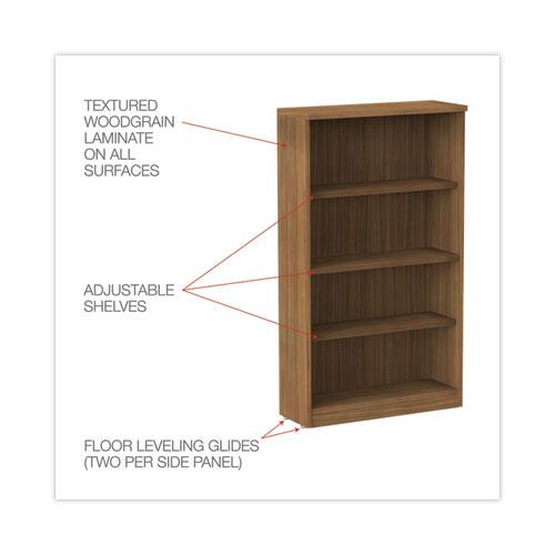 Alera Valencia Series Bookcase, Four-Shelf, 31.75w x 14d x 54.88h, Modern Walnut. Picture 3