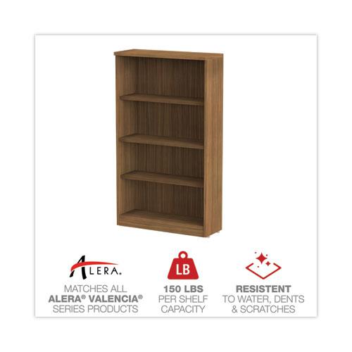 Alera Valencia Series Bookcase, Four-Shelf, 31.75w x 14d x 54.88h, Modern Walnut. Picture 4