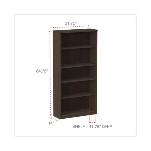 Alera Valencia Series Bookcase, Five-Shelf, 31.75w x 14d x 64.75h, Espresso. Picture 2