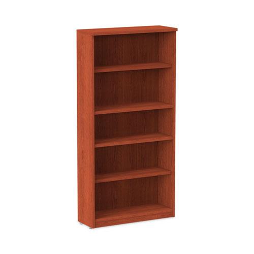 Alera Valencia Series Bookcase, Five-Shelf, 31.75w x 14d x 64.75h, Medium Cherry. Picture 1
