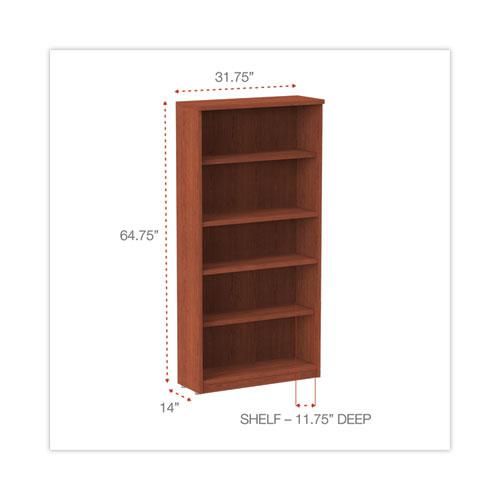Alera Valencia Series Bookcase, Five-Shelf, 31.75w x 14d x 64.75h, Medium Cherry. Picture 2