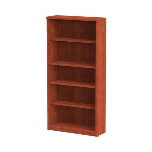 Alera Valencia Series Bookcase, Five-Shelf, 31.75w x 14d x 64.75h, Medium Cherry. Picture 6