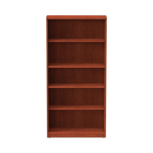 Alera Valencia Series Bookcase, Five-Shelf, 31.75w x 14d x 64.75h, Medium Cherry. Picture 7