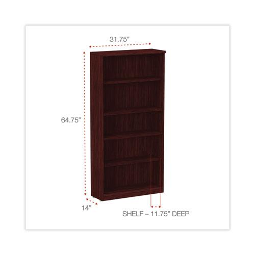 Alera Valencia Series Bookcase, Five-Shelf, 31.75w x 14d x 64.75h, Mahogany. Picture 2