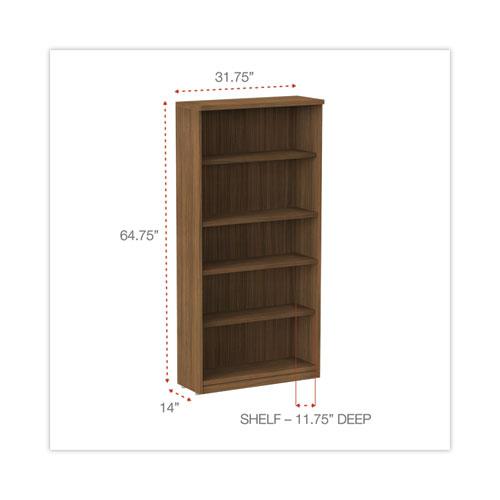 Alera Valencia Series Bookcase, Five-Shelf, 31.75w x 14d x 64.75h, Modern Walnut. Picture 2