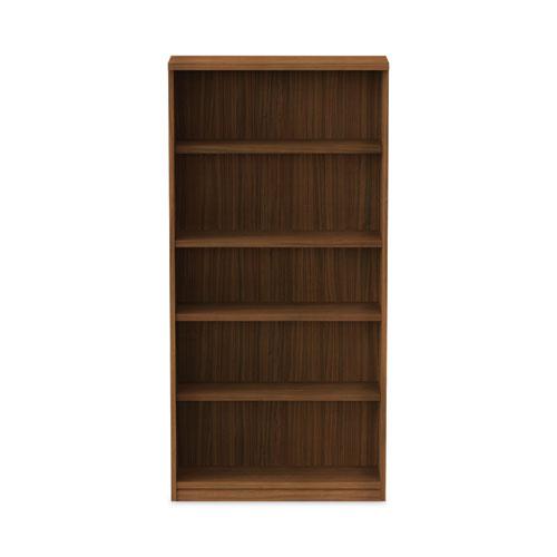 Alera Valencia Series Bookcase, Five-Shelf, 31.75w x 14d x 64.75h, Modern Walnut. Picture 7