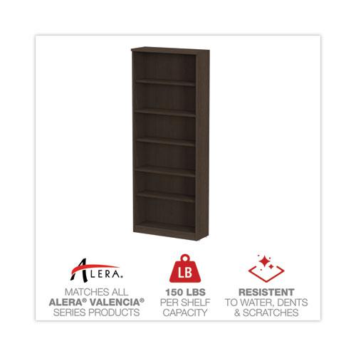 Alera Valencia Series Bookcase, Six-Shelf, 31.75w x 14d x 80.25h, Espresso. Picture 4
