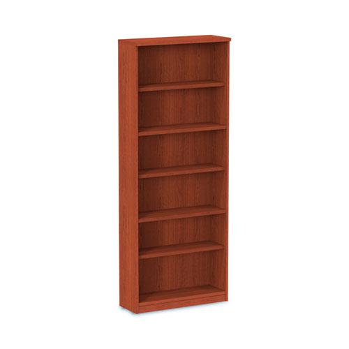 Alera Valencia Series Bookcase, Six-Shelf, 31.75w x 14d x 80.25h, Medium Cherry. Picture 1