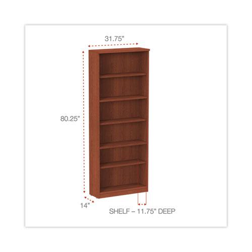 Alera Valencia Series Bookcase, Six-Shelf, 31.75w x 14d x 80.25h, Medium Cherry. Picture 2