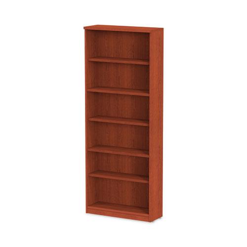 Alera Valencia Series Bookcase, Six-Shelf, 31.75w x 14d x 80.25h, Medium Cherry. Picture 6