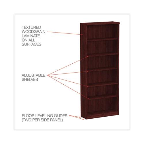 Alera Valencia Series Bookcase, Six-Shelf, 31.75w x 14d x 80.25h, Mahogany. Picture 3