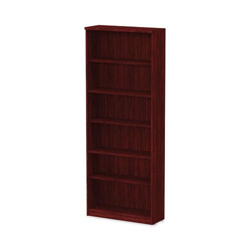 Alera Valencia Series Bookcase, Six-Shelf, 31.75w x 14d x 80.25h, Mahogany. Picture 6
