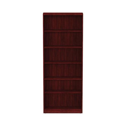 Alera Valencia Series Bookcase, Six-Shelf, 31.75w x 14d x 80.25h, Mahogany. Picture 7