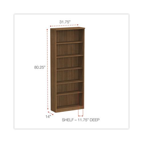 Alera Valencia Series Bookcase, Six-Shelf, 31.75w x 14d x 80.25h, Modern Walnut. Picture 2