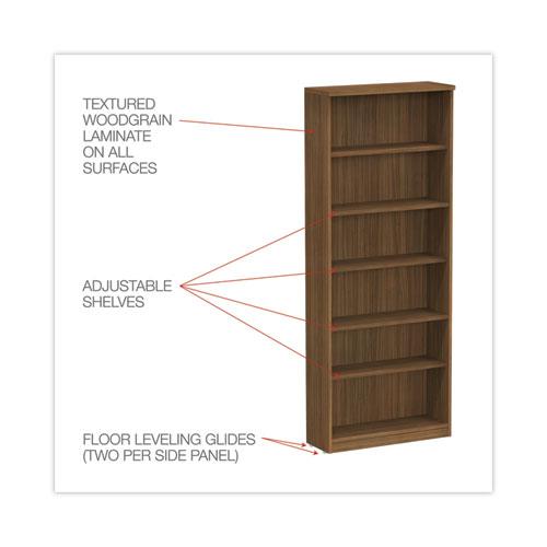 Alera Valencia Series Bookcase, Six-Shelf, 31.75w x 14d x 80.25h, Modern Walnut. Picture 3