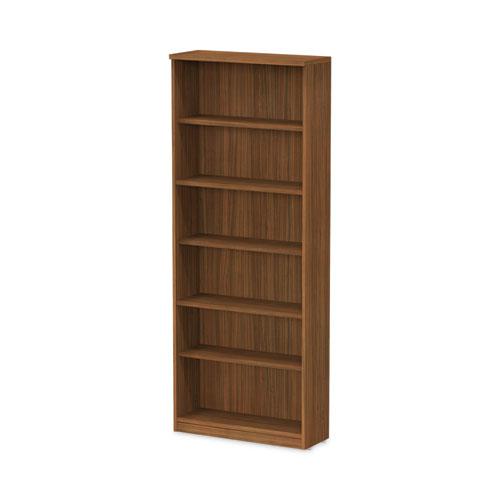 Alera Valencia Series Bookcase, Six-Shelf, 31.75w x 14d x 80.25h, Modern Walnut. Picture 6