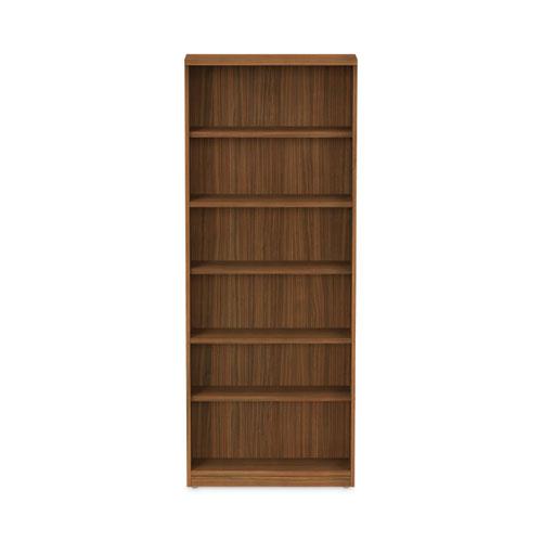 Alera Valencia Series Bookcase, Six-Shelf, 31.75w x 14d x 80.25h, Modern Walnut. Picture 7