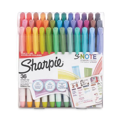 S-Note Creative Markers, Highlighters, Assorted Colors, Chisel Tip, 36 Count. The main picture.
