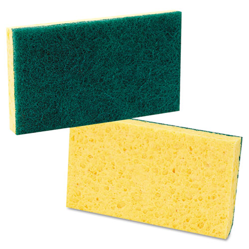 Scrubbing Sponge, Medium Duty, 3 3/5 x 6 1/10, Yellow/Green, 20/Carton. Picture 4