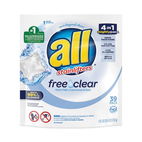 Mighty Pacs Free and Clear Super Concentrated Laundry Detergent, 39/Pack, 6 Packs/Carton. Picture 1