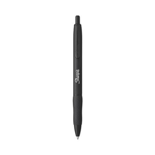 S-Gel Premium Metal Barrel Gel Pen, Retractable, Medium 0.7 mm, Black Ink, Black Barrel, 4/Pack. Picture 2