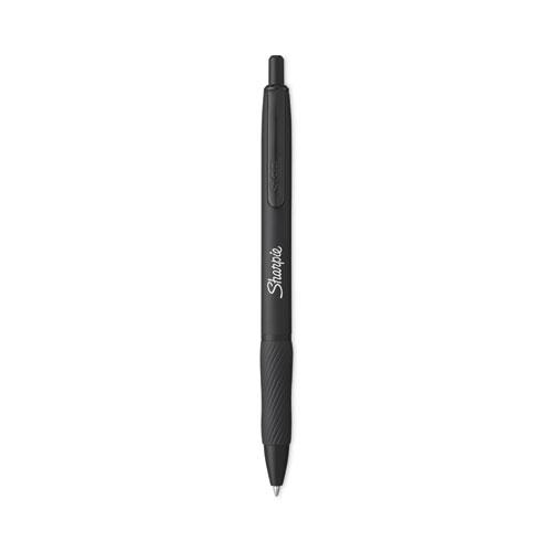 S-Gel Premium Metal Barrel Gel Pen, Retractable, Medium 0.7 mm, Black Ink, Black Barrel, Dozen. Picture 1