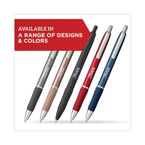 S-Gel Premium Metal Barrel Gel Pen, Retractable, Medium 0.7 mm, Black Ink, Blue Barrel, 4/Pack. Picture 4