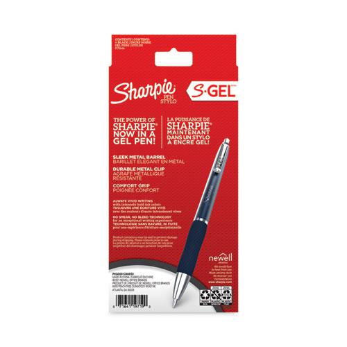 S-Gel Premium Metal Barrel Gel Pen, Retractable, Medium 0.7 mm, Black Ink, Blue Barrel, 4/Pack. Picture 3