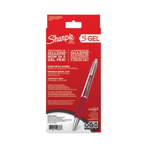 S-Gel Premium Metal Barrel Gel Pen, Retractable, Medium 0.7 mm, Black Ink, Red Barrel, 4/Pack. Picture 3