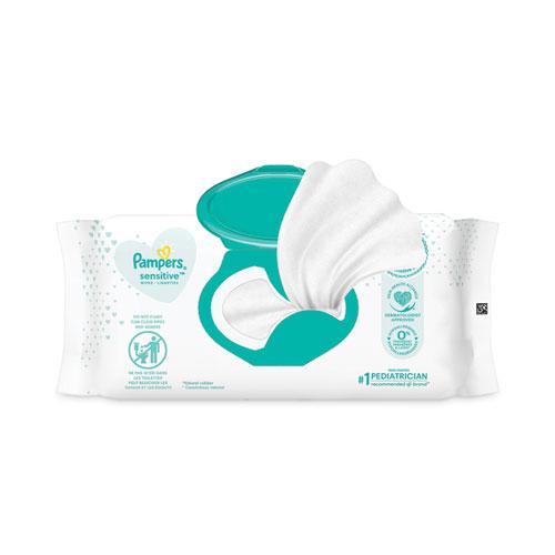 Sensitive Baby Wipes, 1-Ply, 6.8 x 7, Unscented, White, 56/Pack, 8 Packs/Carton. Picture 3