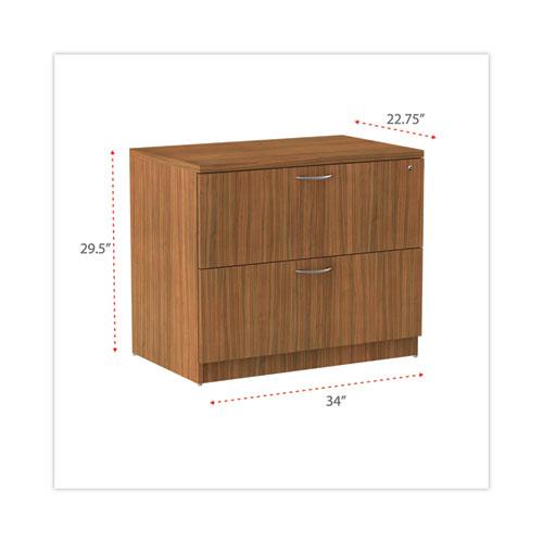 Alera Valencia Series Lateral File, 2 Legal/Letter-Size File Drawers, Modern Walnut, 34" x 22.75" x 29.5". Picture 4